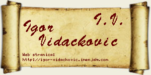 Igor Vidačković vizit kartica